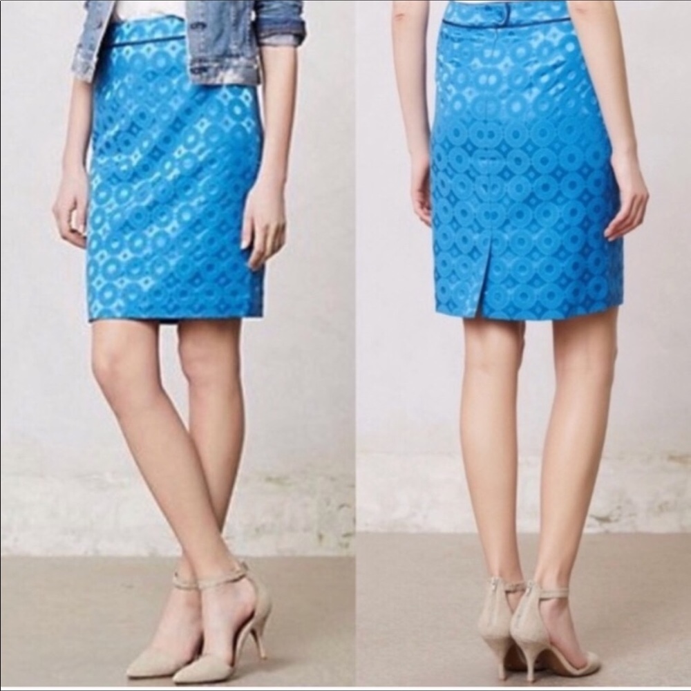 Anthropologie Sadie Maeve Blue Circle Skirt Sz 4